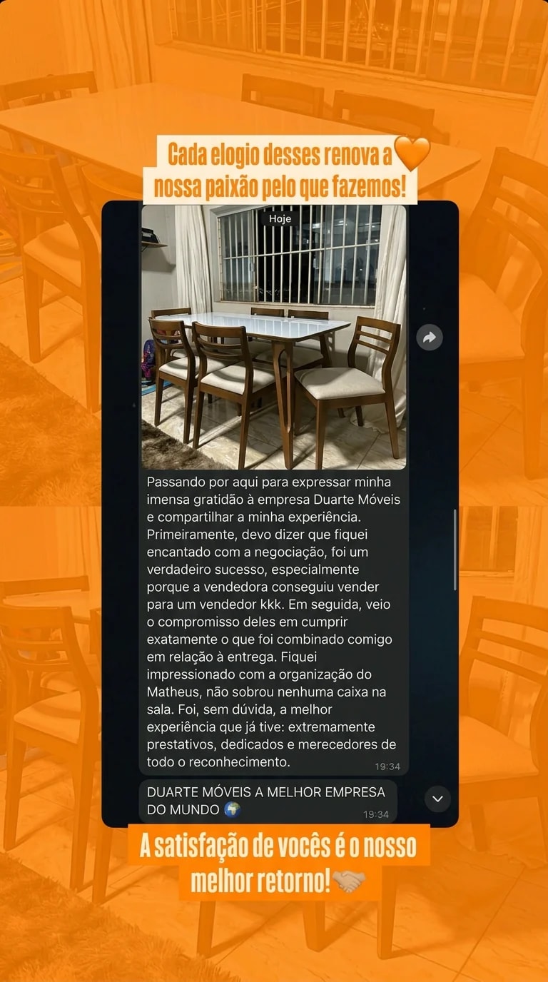 Print original de uma mensagem de cliente e foto de móvel entregue pela Duart’s, relato 1